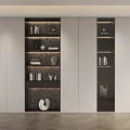 Modern Built in Bookcase Interior With Light Dark Panels Books And Decorative Items 3d model
