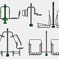 Outdoor Fitness Sports Equipment With Various Exercise Stations Metal Frame Green Base
