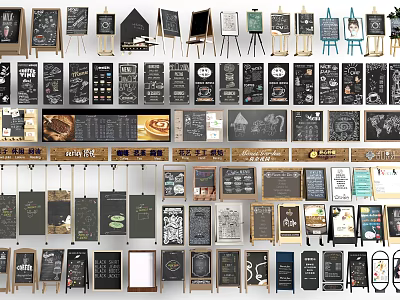 Modern small blackboard blackboard easel billboard 3d model