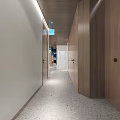 Modern Dental Clinic Interior With Dental Chair Surgical Lamp Computer Wooden Cabinets And Painting