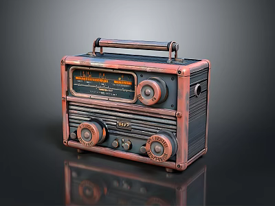 Vintage Computer With Metal Case Handle Knobs And Retro Display Screen 3d model