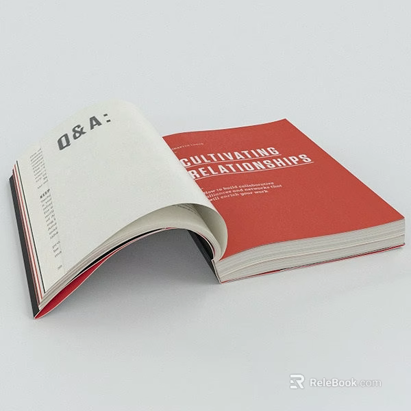 Open Book Featuring Q&A Section And Cultivating Relationships On Red Pages 3d model 