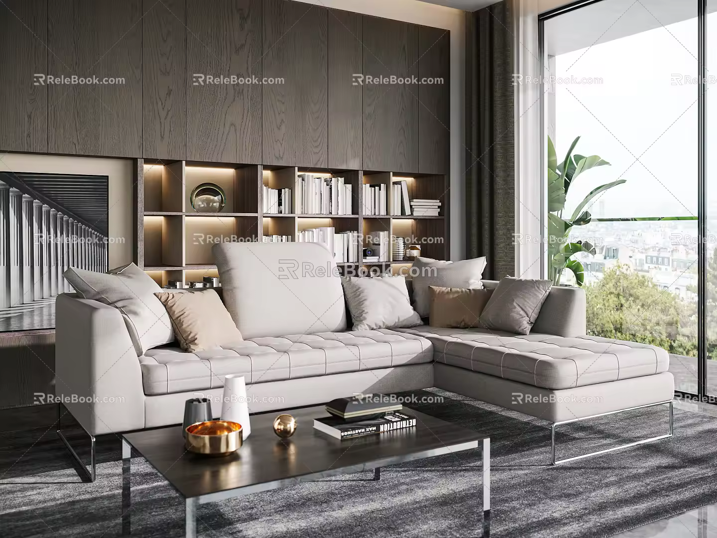 Modern corner sofa himolla sofa coffee table combination 3d model