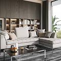 Modern corner sofa himolla sofa coffee table combination 3d model