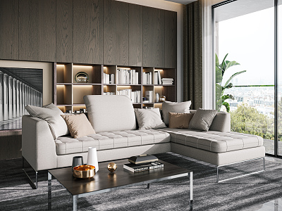 Modern corner sofa himolla sofa coffee table combination 3d model