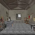 Traditional Chinese Food Storage Room With Woven Baskets Earthen Jars And Wooden Beam Ceiling