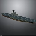 Detailed Aircraft Carrier Model As Water Transport Vehicle With Blue Deck And Island Structure