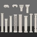 Various Classical Roman Columns With Different Capitals And Intricate Carved Patterns