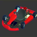Red Go Kart Featuring Black Wheels Metal Frame And Racing Seat Design