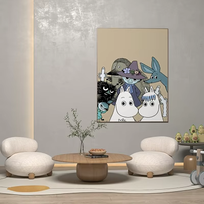 Children's room leisure chair combination decorative painting 3d model