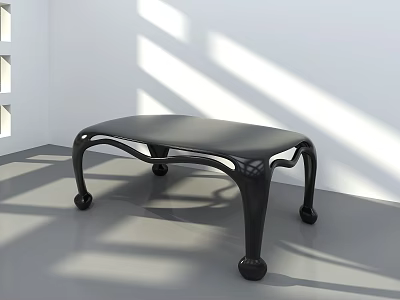 Modern Black Dining Table With Curved Legs In Light Shadow Interior 3d model
