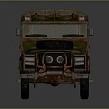 Vintage Military Weapon Transport Truck With Camouflage Paint Canvas Cover And Old Tires