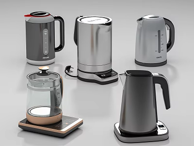 Modern Electric Kettles For Home Kitchen With Various Designs And Materials 3d model