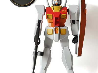 McDonalds Themed Gundam Robot Model With Weapon 3d model