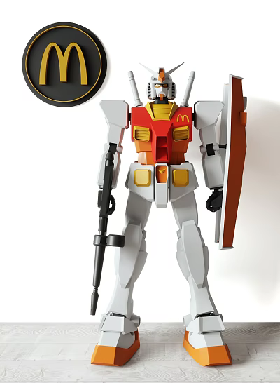 McDonalds Themed Gundam Robot Model With Weapon 3d model McDonalds Themed Gundam Robot Model With Weapon 3d model