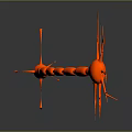 3D Rendered Red Neuron Structure With Branches Synapses And Dark Background Reflection