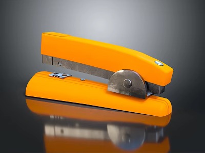 Orange Stapler With Modern Design And Metal Stapling Mechanism For Office Use 3d model