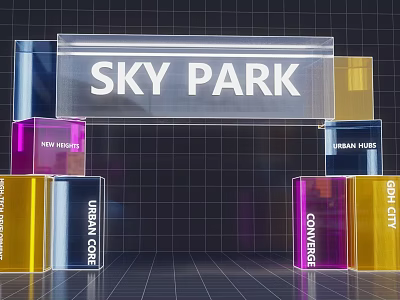 Sky Park Event Entrance With Colorful Cubes And Urban Themes 3d model