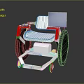 Modern White Wheelchair With Red Armrests Black Wheels And Sleek Structure