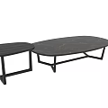 Modern Oval And Round Dining Tables With Dark Marble Tops And Black Metal Frames