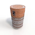 Stacked Cylindrical Brick Structure With Metal Hoops Circular Top And Small Window
