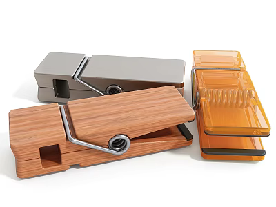 Practical Household Sealing Clips In Wooden Metal And Orange Plastic Designs 3d model