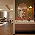Modern Open Concept Dining and Living Room With Pendant Lights Dining Table and Kitchen Island