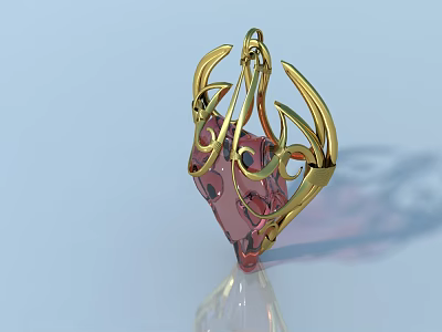 Modern Pet Cabinet With Golden Decorative Accents And Pink Panel Design 3d model