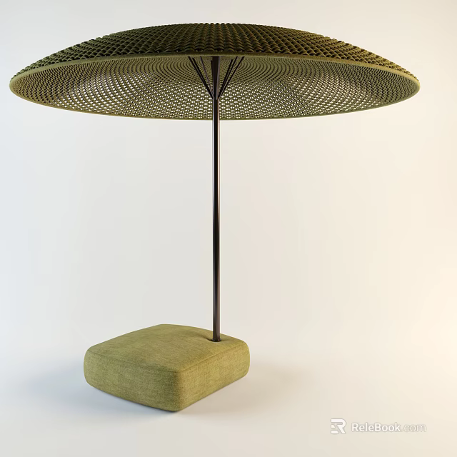 Modern Green Mesh Sunshade With Square Cushioned Base And Metal Stand 3d model 