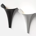 Modern Funnel Shaped Black And Silver Wall Lamps Mounted On White Wall
