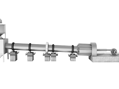 Industrial Screw Conveyor Equipment Featuring Support Bases Drive Motor And Mechanical Components 3d model