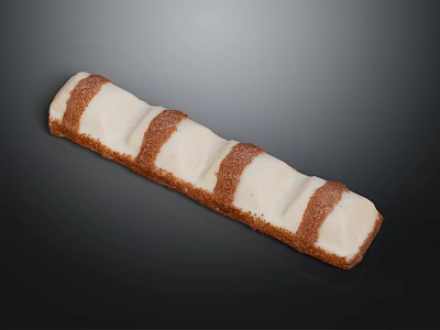 Delicious Long Striped Pastry with Creamy White and Chocolate Brown Layers 3d model