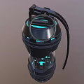 Futuristic Black Device With Transparent Body Blue LED Lights And Hanging Strap