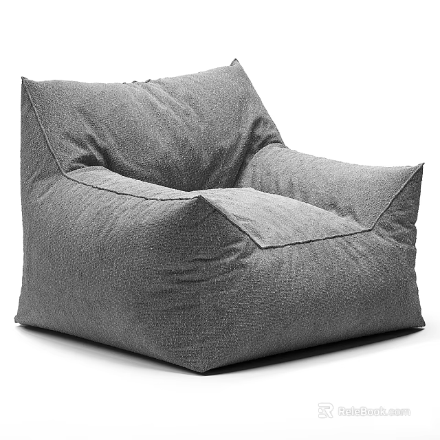 Comfortable Grey Fabric Bean Bag Chair with Modern Stylish Lounge Design 3d model 