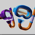 Colorful Kids Snorkel Masks And Snorkels With Vibrant Blue Purple Orange Tones