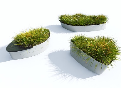 Modern shrub grass flower bed flower stand 3d model