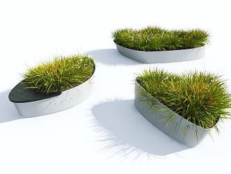 Modern shrub grass flower bed flower stand 3d model