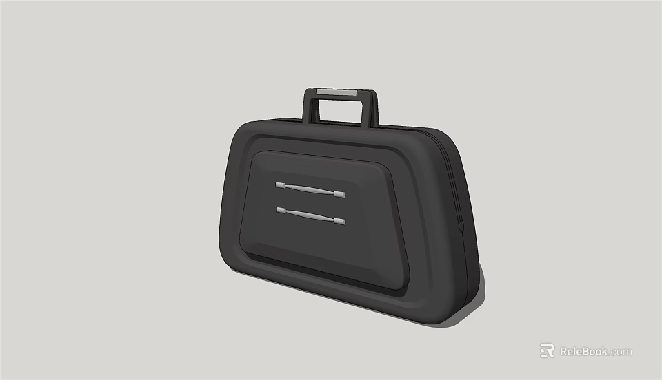 Black Sleek Handheld Hard Case With Top Handle And Dual Silver Accent Stripes 3d model 