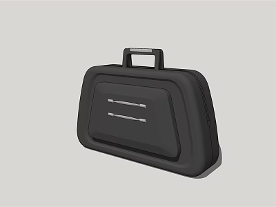 Black Sleek Handheld Hard Case With Top Handle And Dual Silver Accent Stripes 3d model