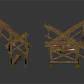 Worn Wooden Table And Chair Components For Scene Design And Decoration