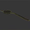 Black Metal Long Handle Spoon With Round Head Small Part And Textured Surface