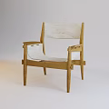 Modern Lounge Chair with Wooden Frame White Cushion and Armrests Minimalist Design