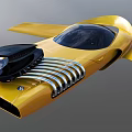 Yellow Flying Car With Streamlined Design Transparent Cockpit Black Components And Wings
