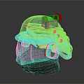 Sci Fi Tactical Helmet With Metallic Weathered Surface Red Light And Headset