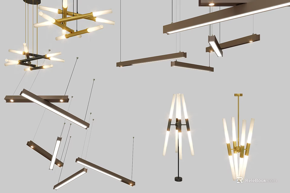 Modern Chandeliers With Various Linear And Multi Arm Designs For Interior Decor 3d model