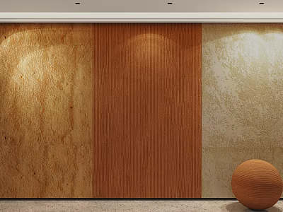 Wall Design With Three Textured Panels And Decorative Sphere 3d model