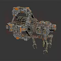 Futuristic Mechanical Creature With Intricate Metal Design Multi Legged Structure And Orange Accents
