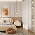 Cozy Modern Bedroom Interior Design With Soft Bed Nightstands Pendant Lights Rug And Wall Art