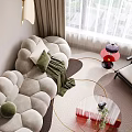 Modern Loft Apartment Living Room With Curved Sofa And Floor Lamp