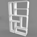 Entryway Console Cabinet White Modern Open Shelf Storage With Geometric Square Compartments 3d model